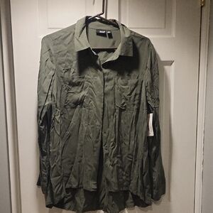a.n.a Forest Green Casual Shirt /Rayon